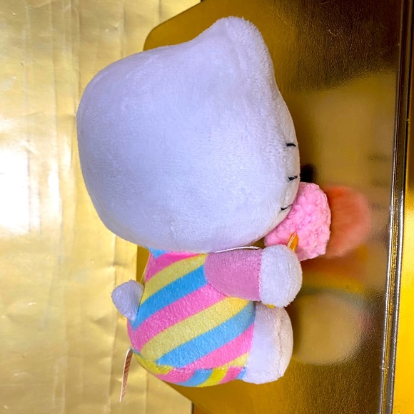 HELLO KITTY TY VTG 2015 FLORA PASTEL RAINBOW KITTY HOLDING COTTON CANDY PLUSH 6” - Picture 11 of 13